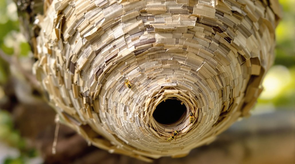 hornet nesting and entrance