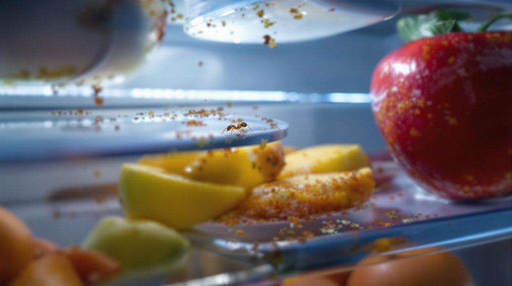 ants inside fridge signs